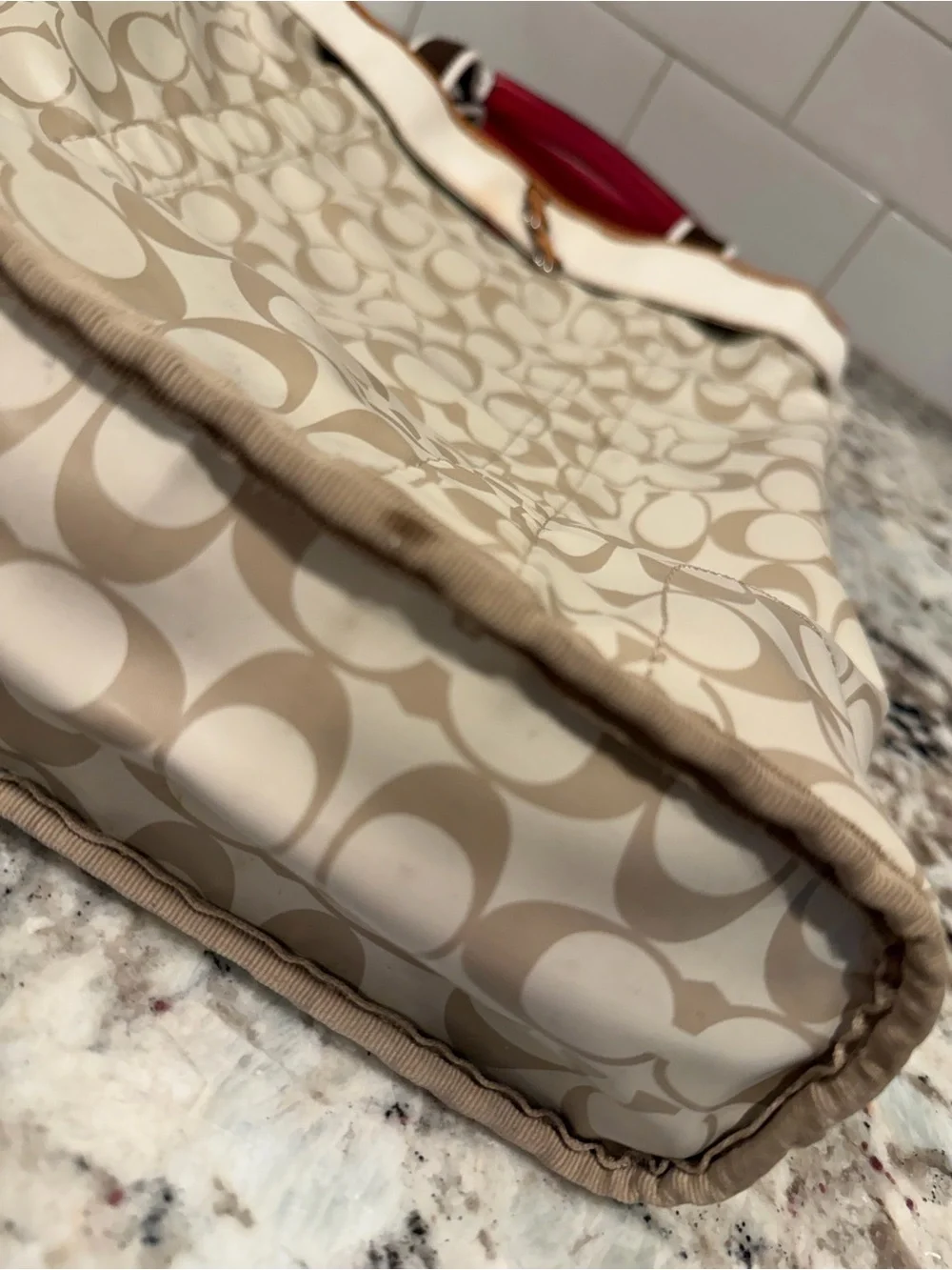 Coach y2k Canvas Backpack in Beige with Tan Trim